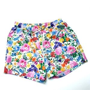 Show Me Your MuMu Man Mu Colorful Floral Swim Trunks Shorts in Ivory Botanical